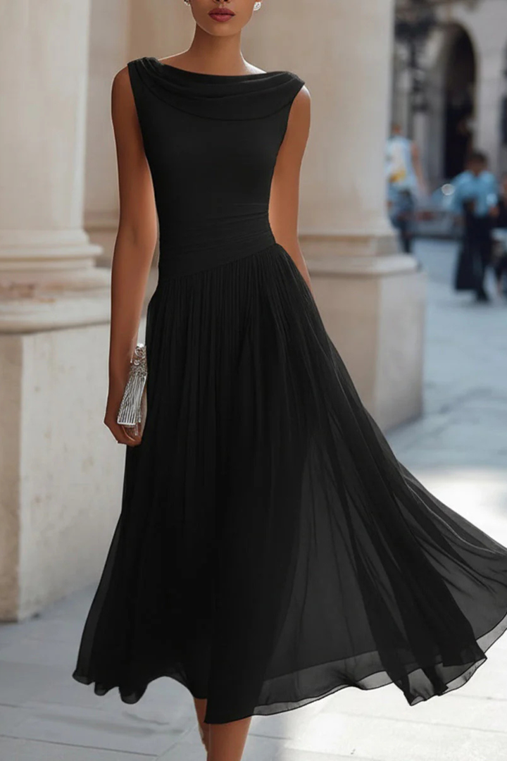 Draped Pleated Midi Dress – Siopie