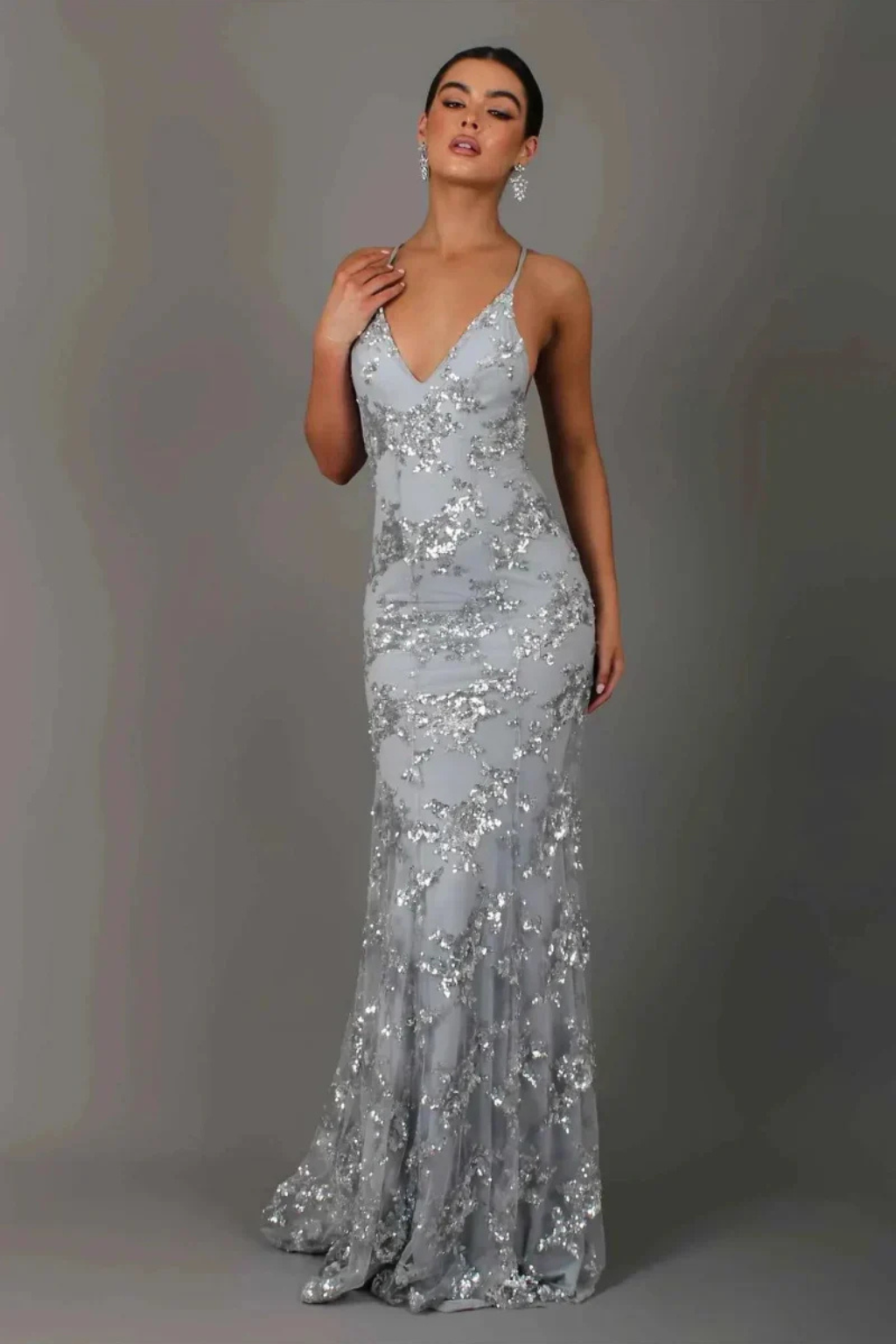 Women's V-Neck Sequin Maxi Dress – Siopie