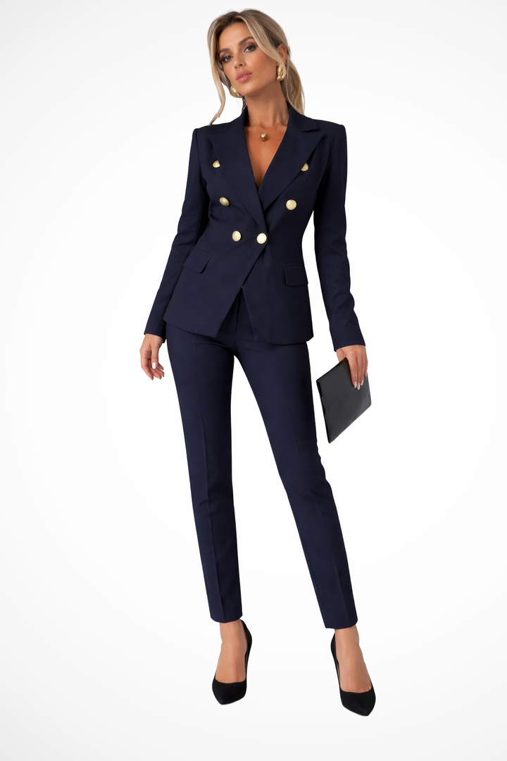 Siopie Women's Double Breasted Trouser Suit Set in Navy