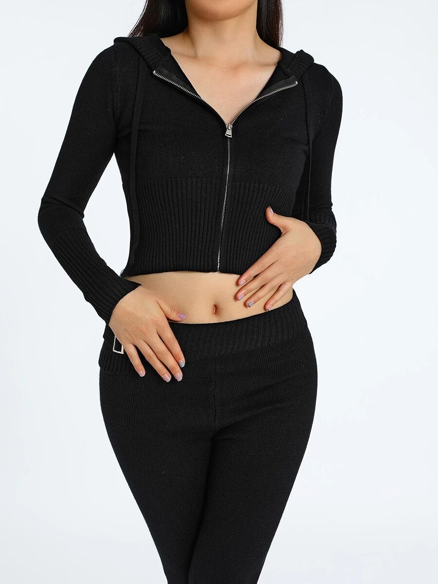 Ribbed Knit Lounge Set - Siopie