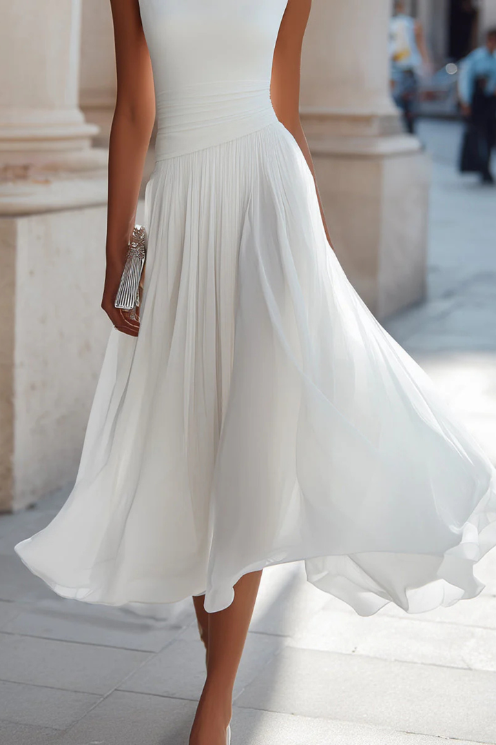 Draped Pleated Midi Dress – Siopie