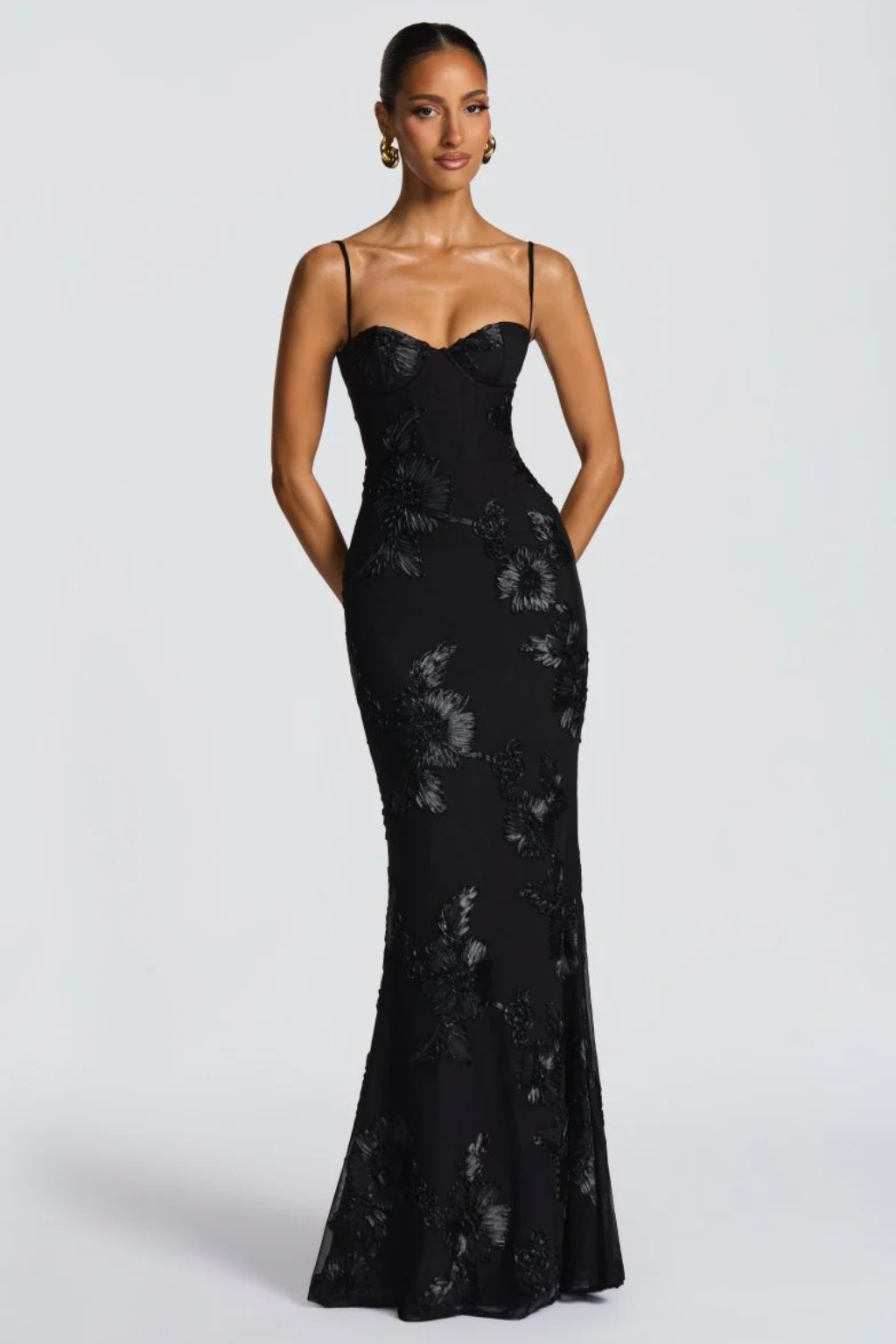 Women's Floral Embroidered Corset Maxi Dress – Siopie