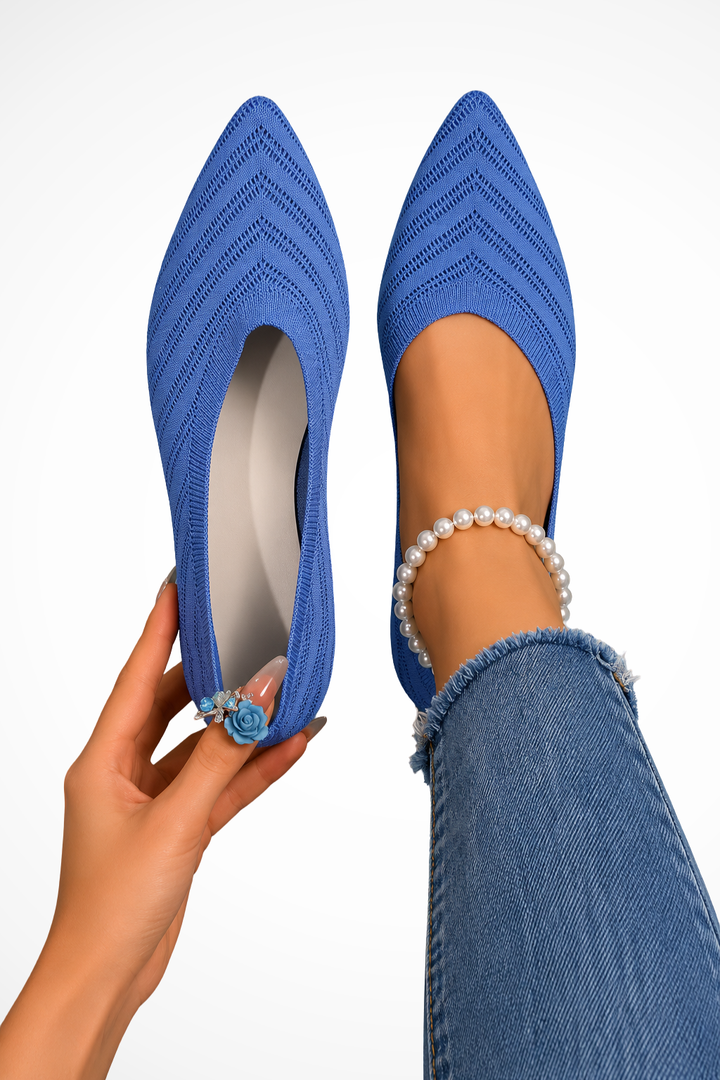 Siopie Pointed Toe Knit Orthopaedic Loafers in Blue