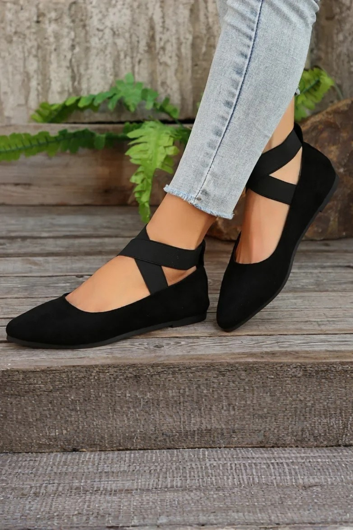 Siopie Women's Pointed Toe Ankle Strap Ballet Flats