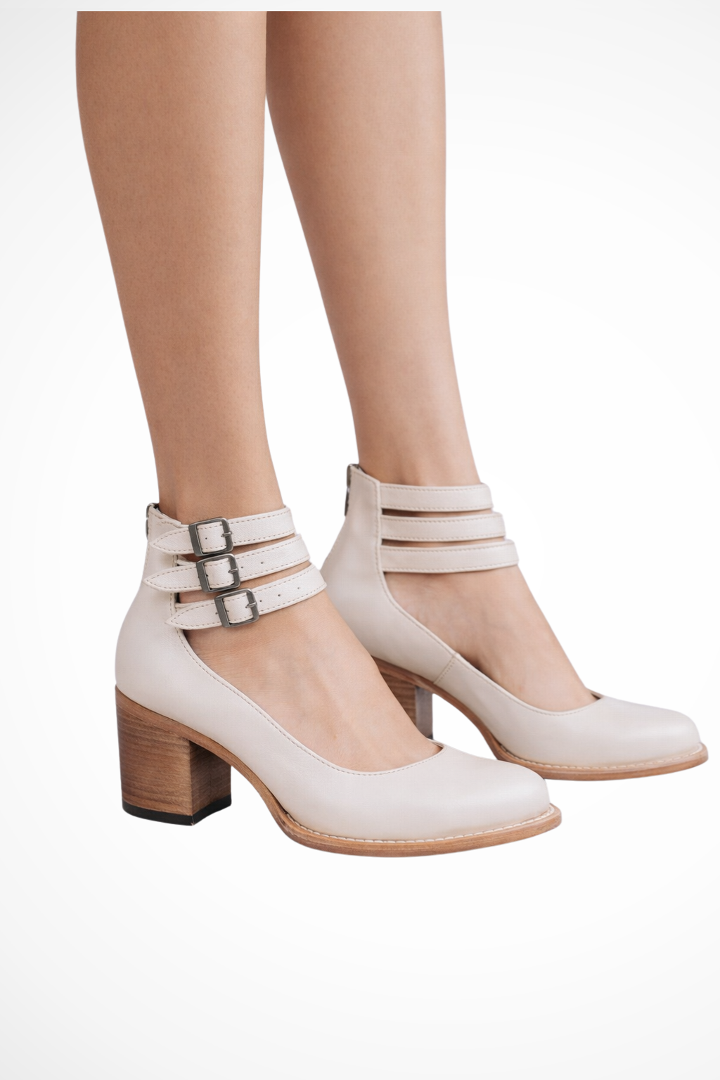 Siopie Women's Strappy Ankle Strap Heels in White