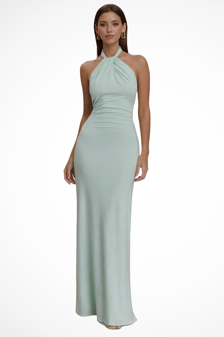Siopie Women's Halter Neck Bodycon Maxi Dress in Mint Green