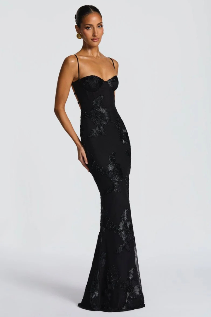 Women's Floral Embroidered Corset Maxi Dress – Siopie
