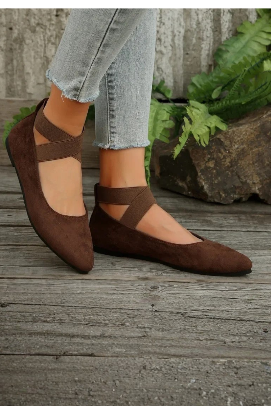 Siopie Women's Pointed Toe Ankle Strap Ballet Flats