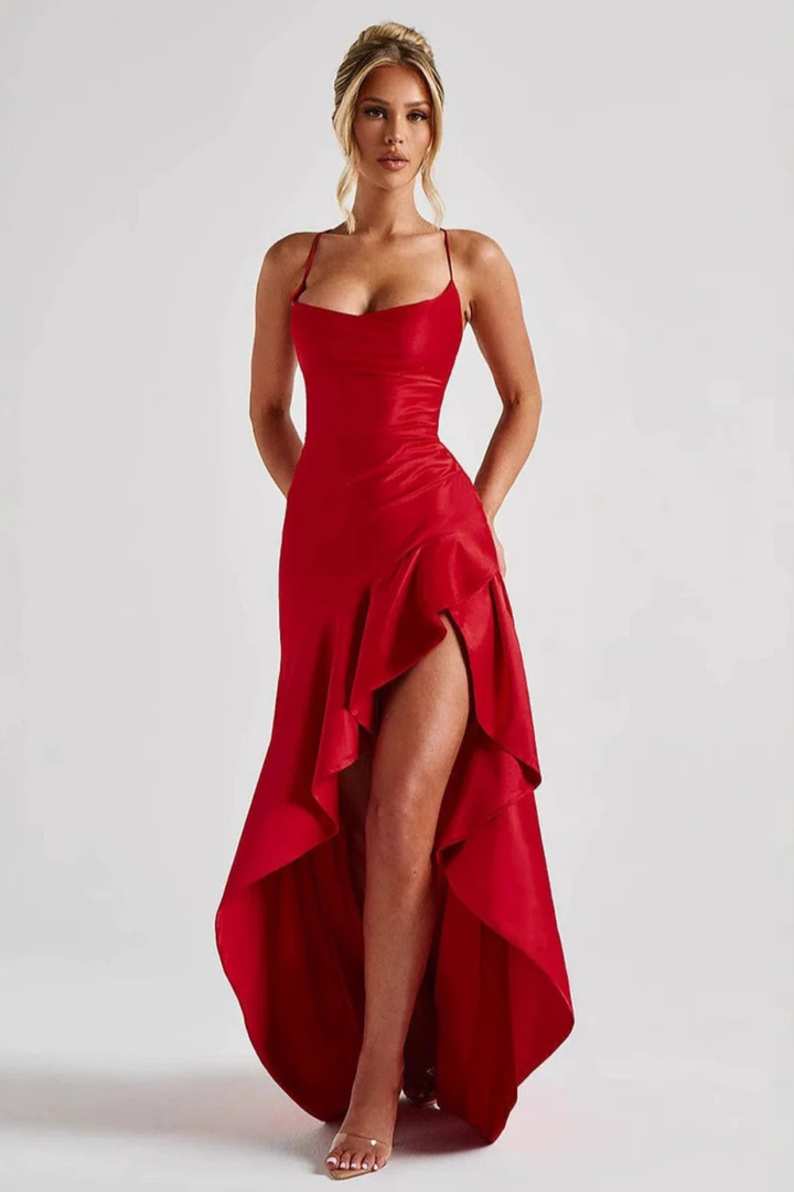 Women's Cowl Neck Satin Slip Maxi Dress – Siopie