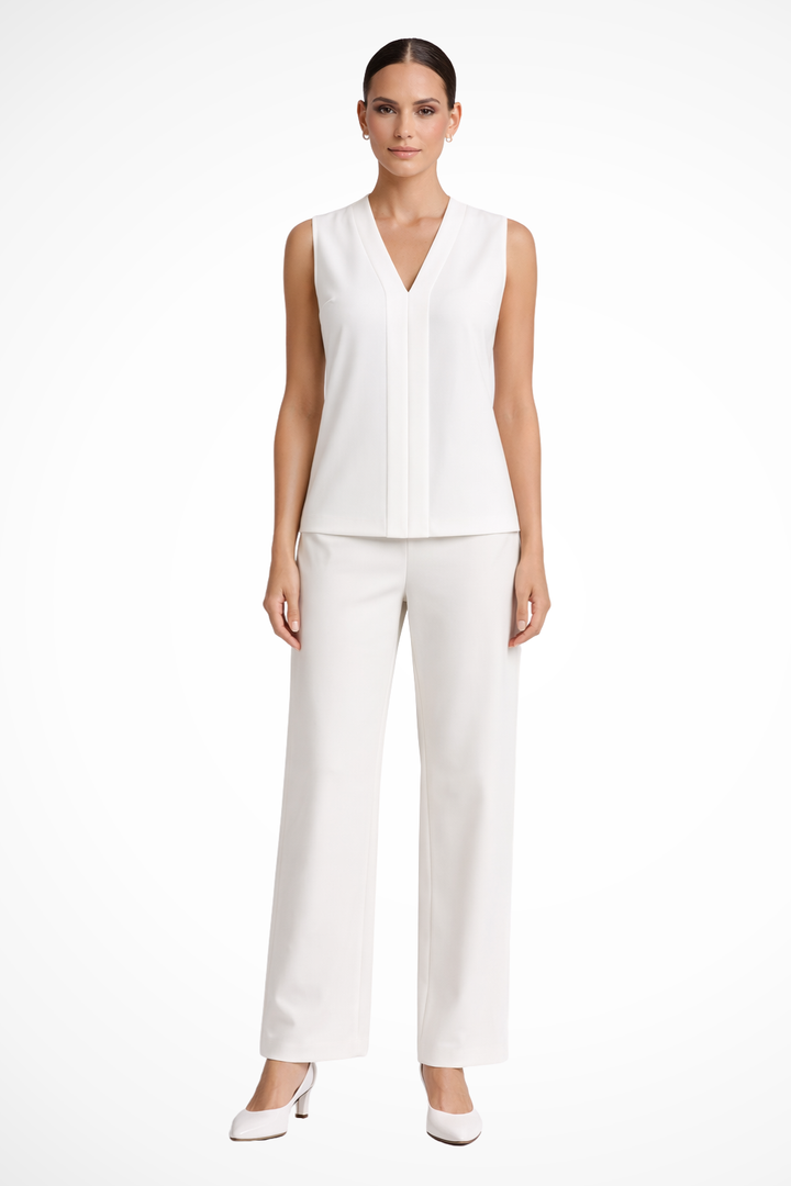Siopie Women's Sleeveless V Neck Blouse in White