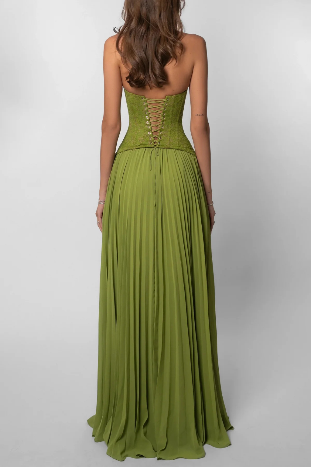 Siopie Halter Lace Corset Flowing Maxi Dress