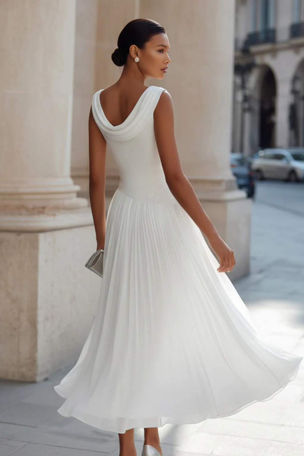 Draped Pleated Midi Dress – Siopie