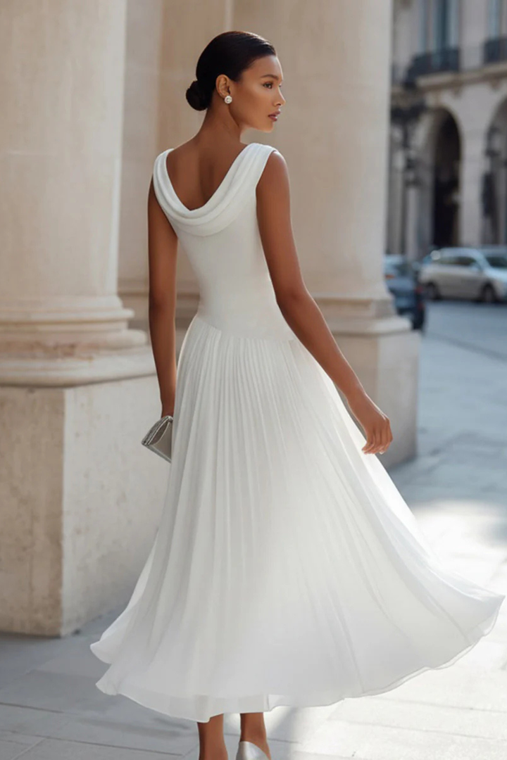 Draped Pleated Midi Dress – Siopie