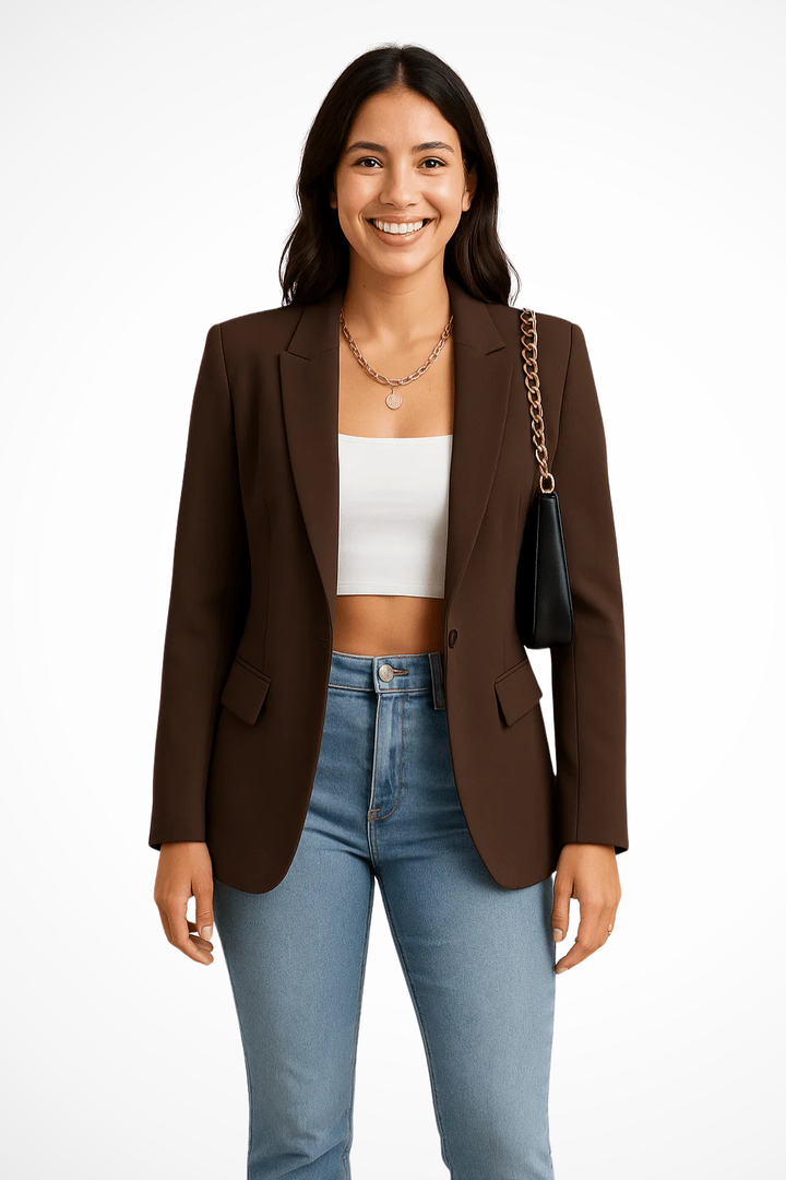 Siopie Women's Tailored Blazer Jacket in Brown