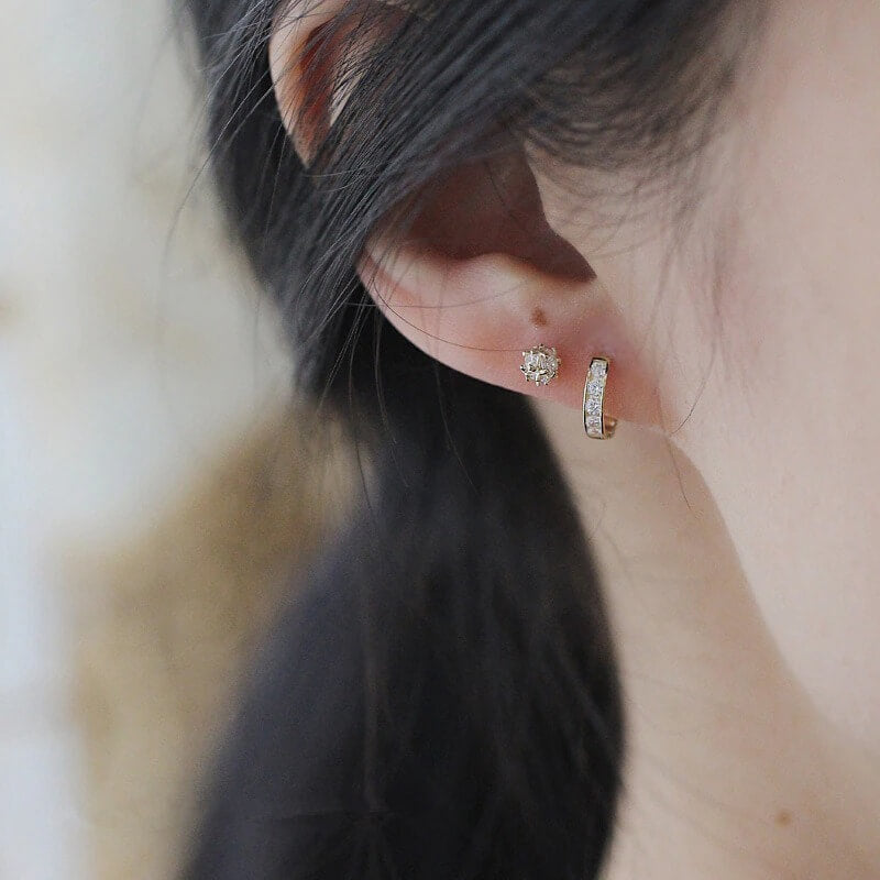 Seren Minimalist Sterling Silver Pave Hoop Earrings Elegant