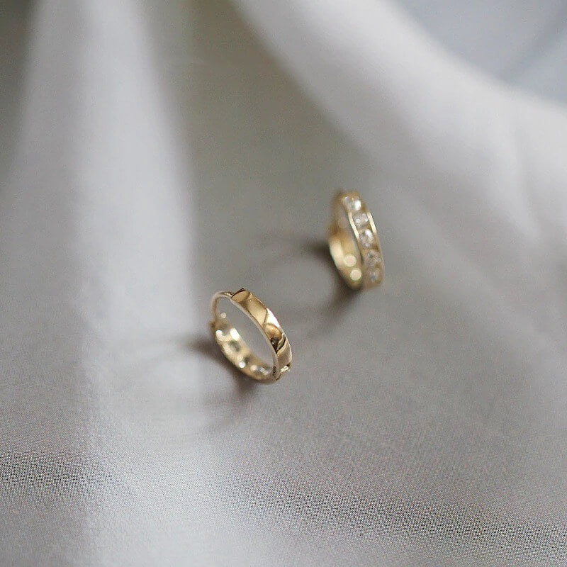 Seren Minimalist Sterling Silver Pave Hoop Earrings Elegant