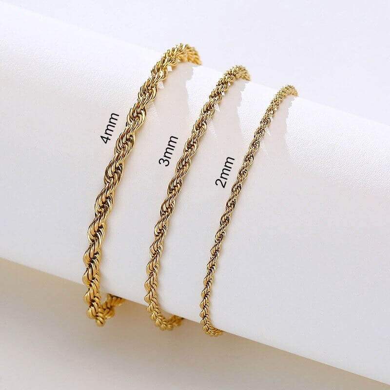 Liora Twisted Rope Bracelet – Minimalist Gold & Silver 2-4mm