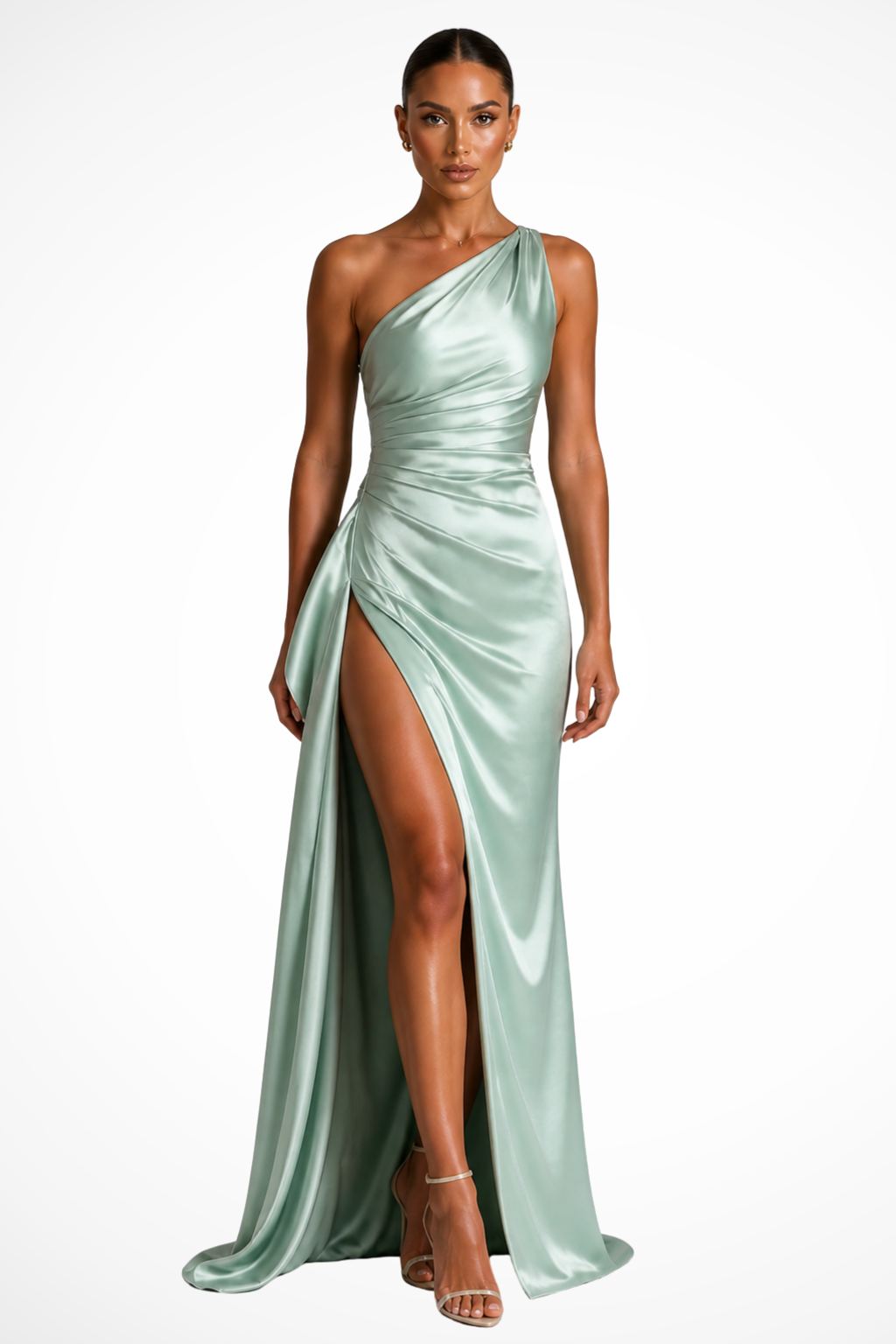 Light Green Women's One Shoulder Maxi Dress – Siopie