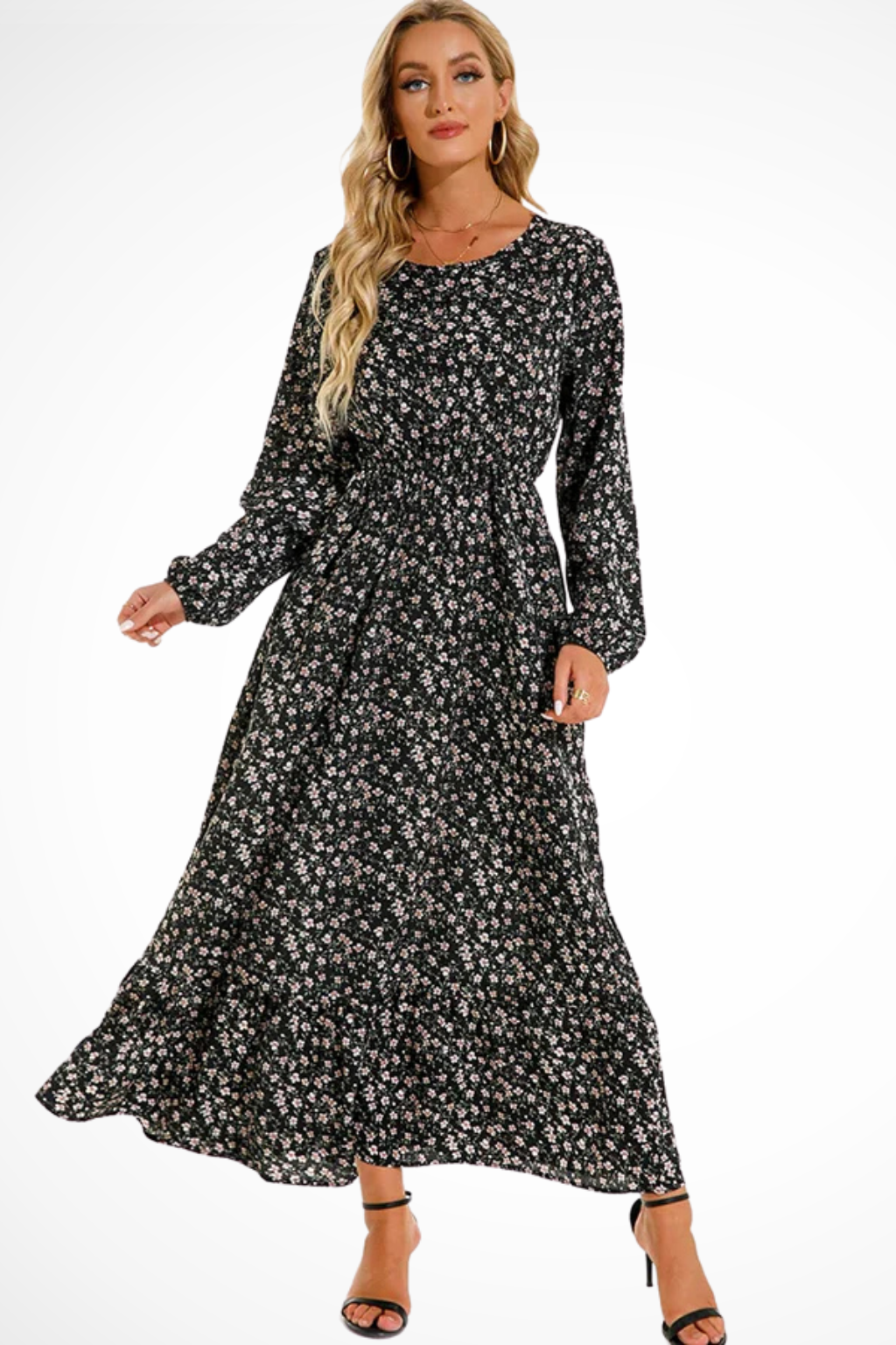 Samira | Women Floral Long Sleeve Maxi Summer Boho Midi Dress