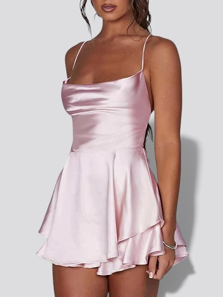 Backless Satin Evening Dress for Women – Elegant Halter Style for Weddings and Formal Events