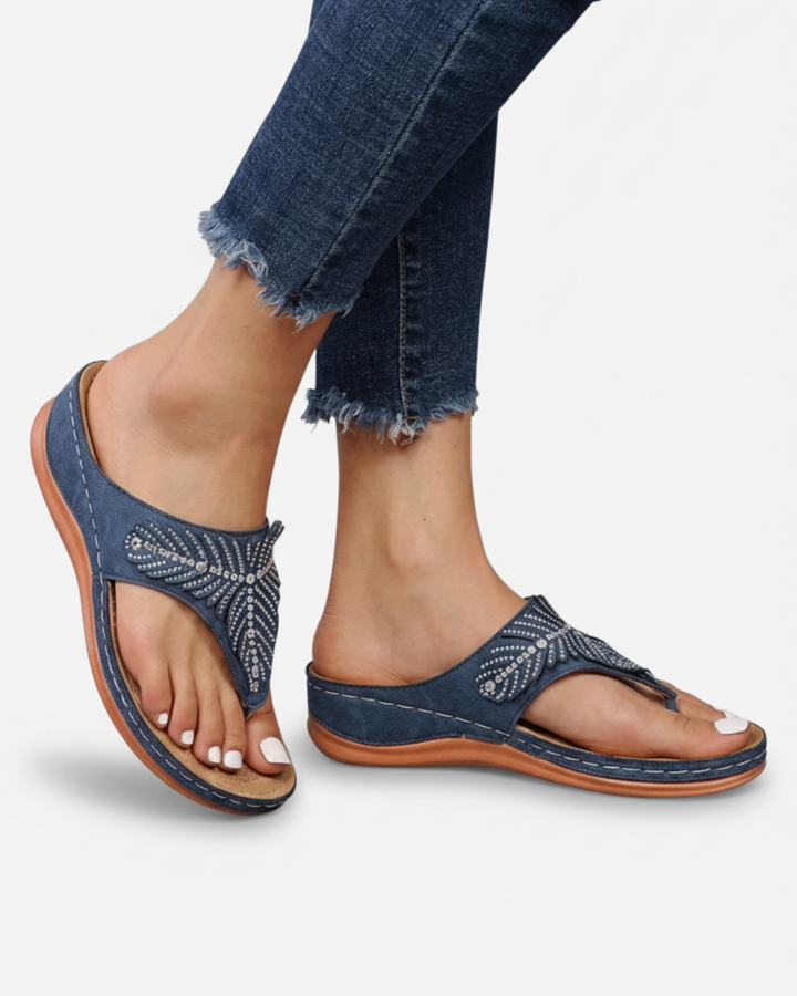 Flip Flop Sandals Rhinestone Thong Strap Embellished Slip On
