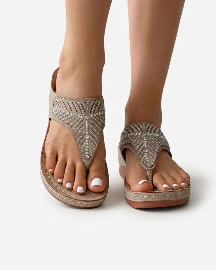 Flip Flop Sandals Rhinestone Thong Strap Embellished Slip On