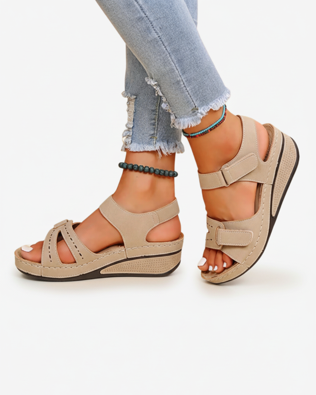 Wedge Sandals Double Adjustable Strap Open Toe