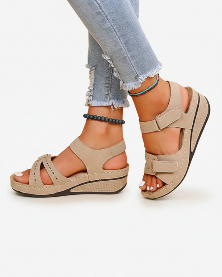 Wedge Sandals Double Adjustable Strap Open Toe