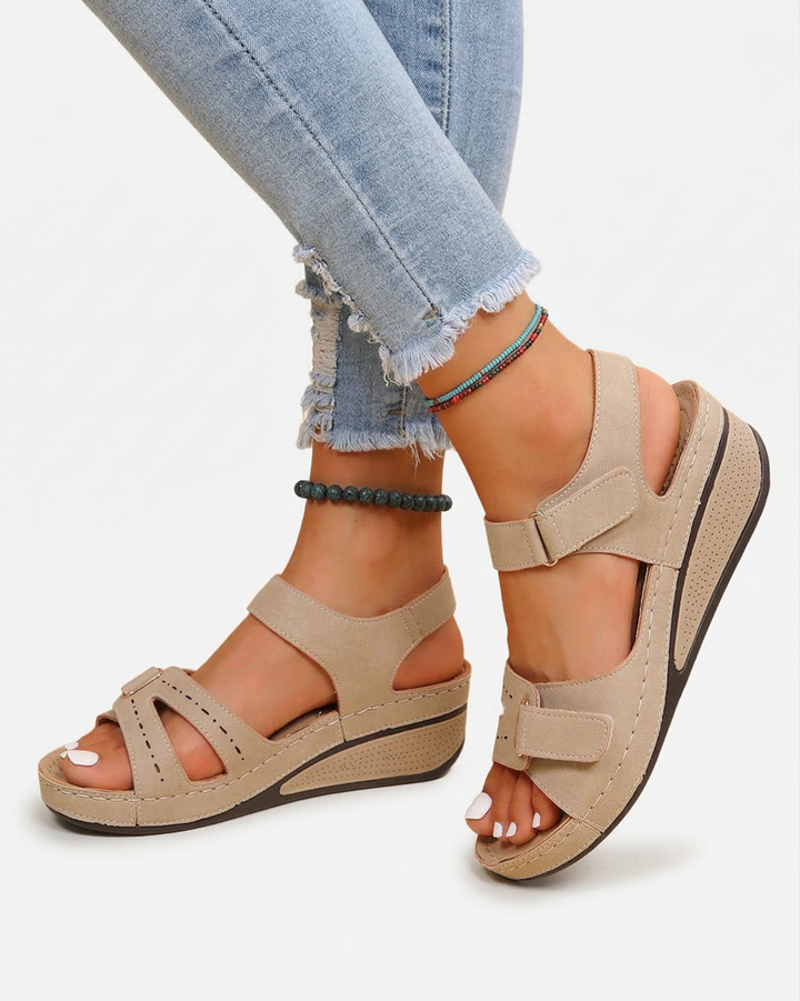 Wedge Sandals Double Adjustable Strap Open Toe