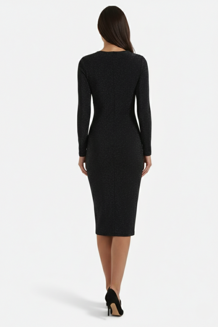 Glitter Long Sleeve Bodycon Midi Dress