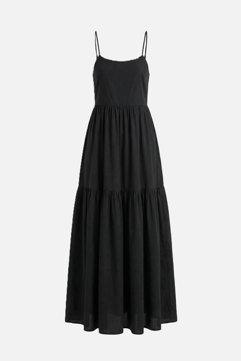 Tiered Open Back Maxi Dress with Spaghetti Straps