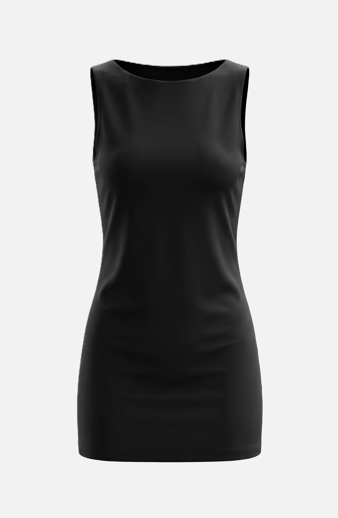 Bodycon Mini Dress Boat Neck Sleeveless Ribbed Knit Basic Stretch