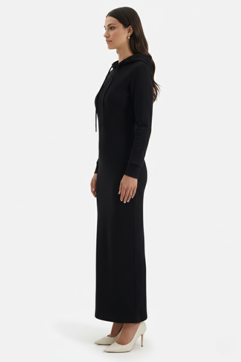 Hooded Bodycon Maxi Dress Long Sleeve Casual Streetwear
