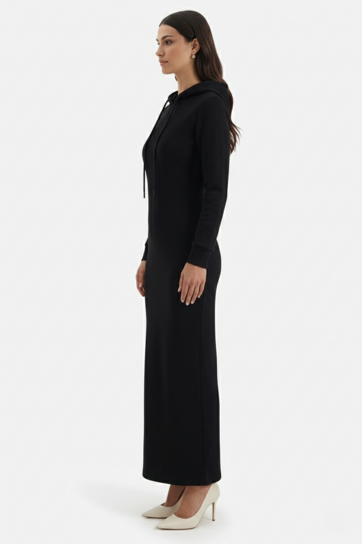 Hooded Bodycon Maxi Dress Long Sleeve Casual Streetwear