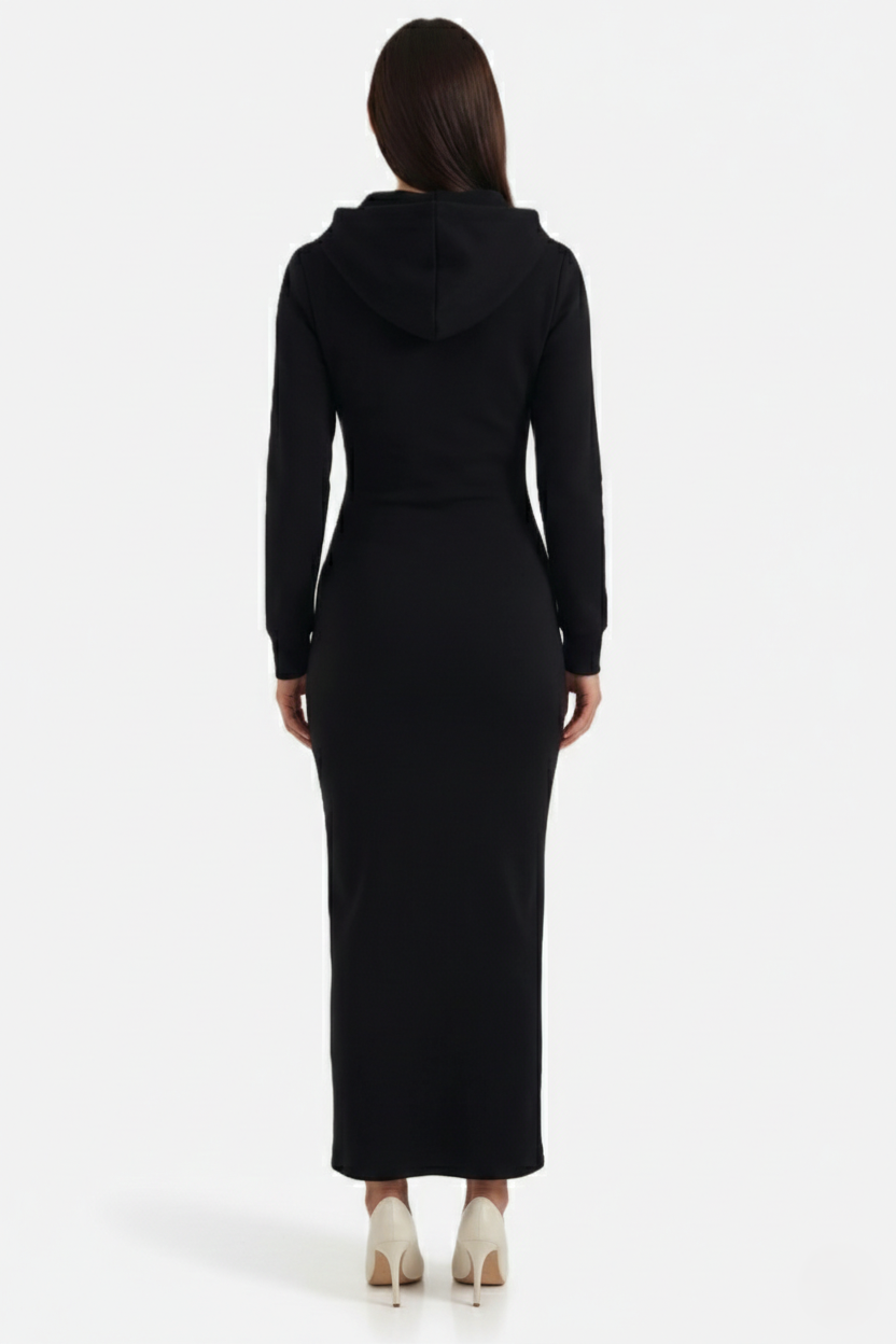 Hooded Bodycon Maxi Dress Long Sleeve Casual Streetwear