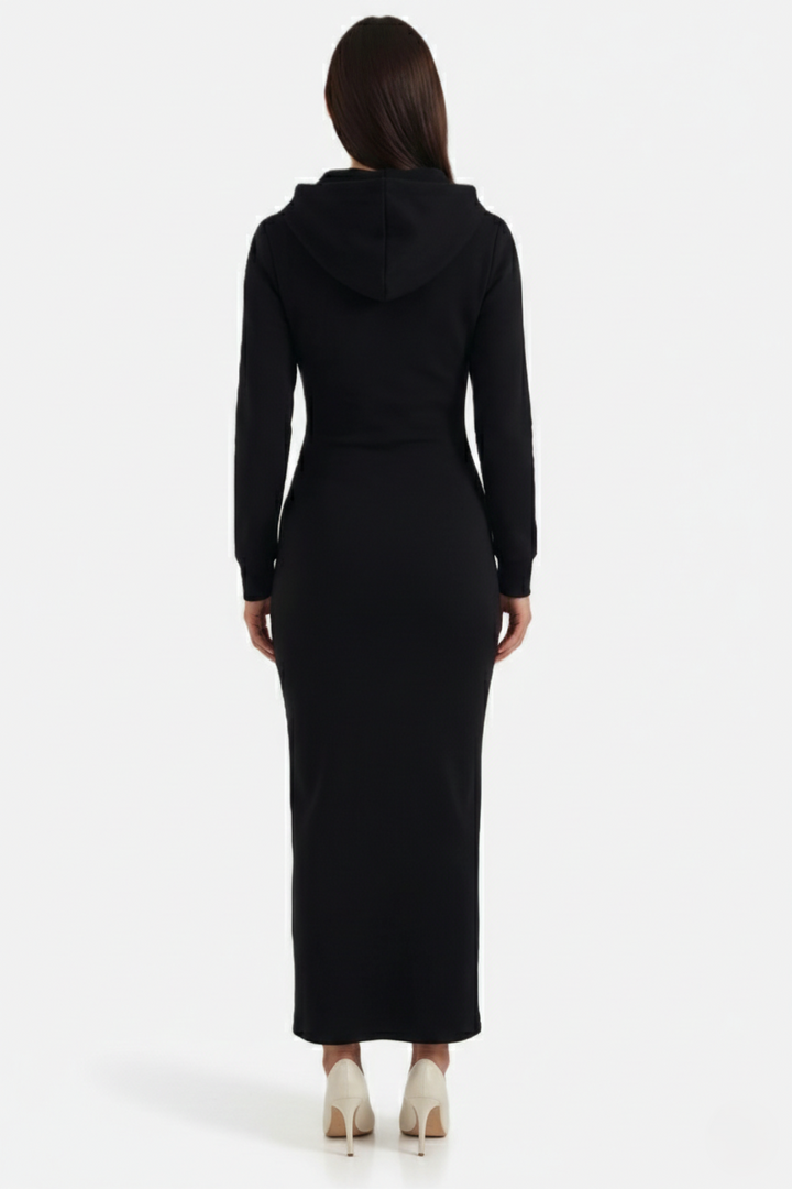 Hooded Bodycon Maxi Dress Long Sleeve Casual Streetwear