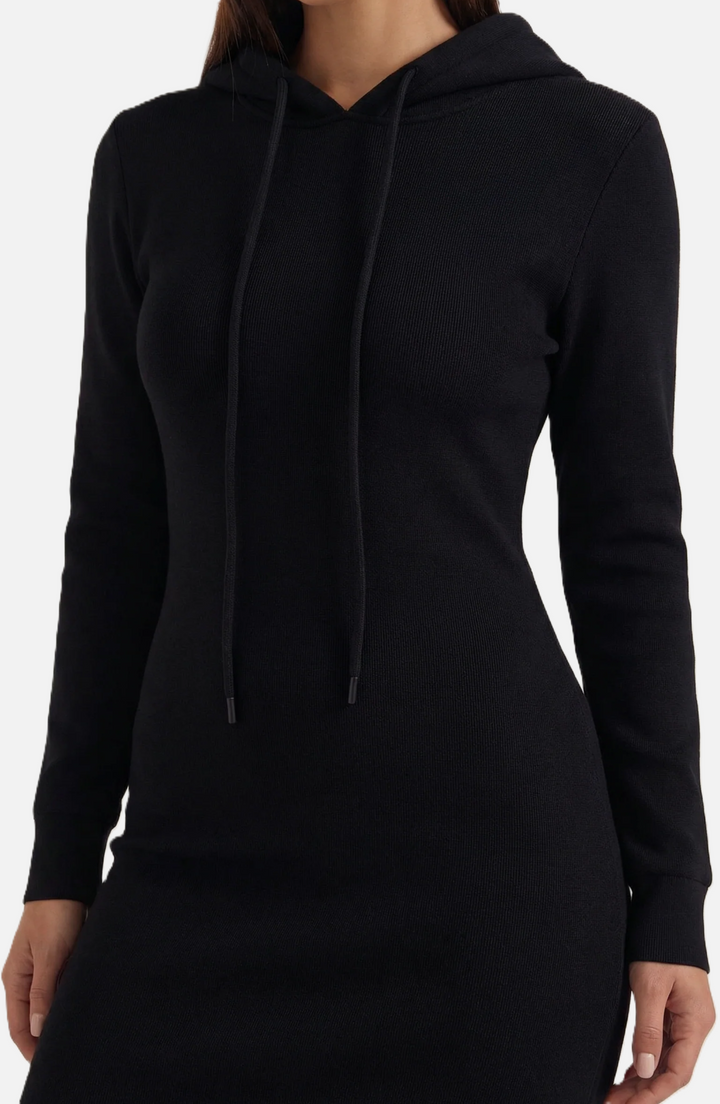 Hooded Bodycon Maxi Dress Long Sleeve Casual Streetwear