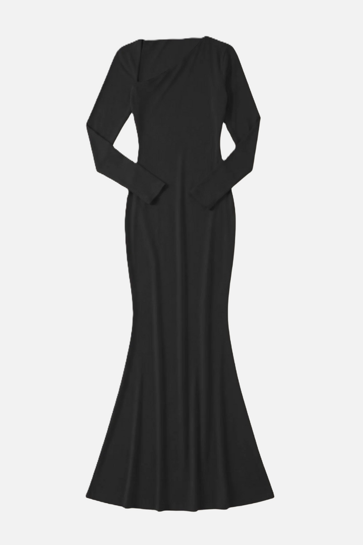 Bodycon Maxi Dress Asymmetric Cutout Long Sleeve