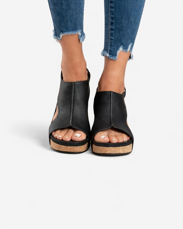 Cutout Platform Wedge Sandals Peep Toe