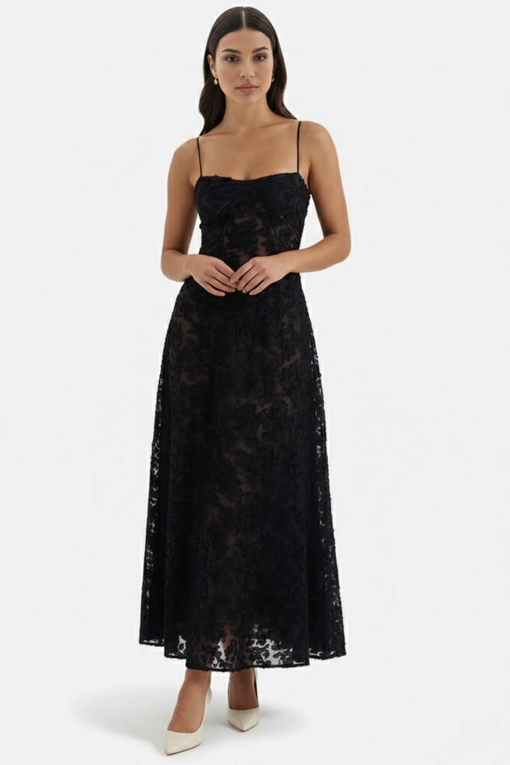 Floral Slip Maxi Dress with Lace-Up Back