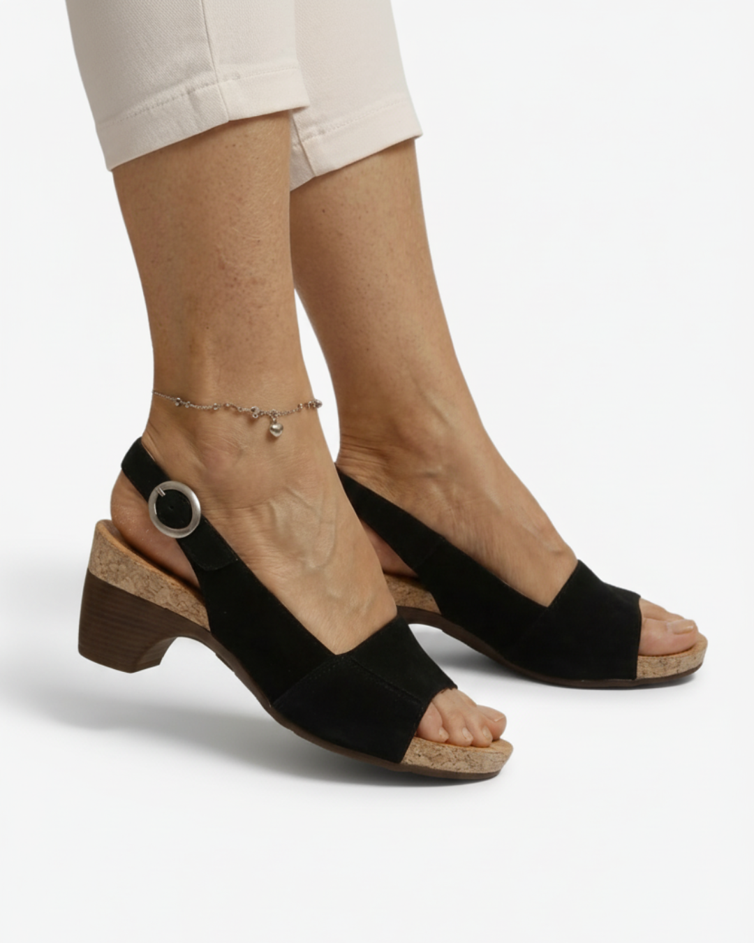Kitten Heel Sandals Women Casual Slingback Open Toe