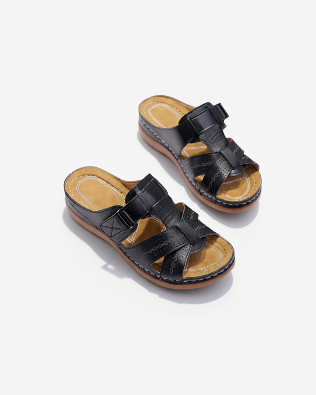 Slide Sandals Cutout Upper Buckle Strap Open Toe