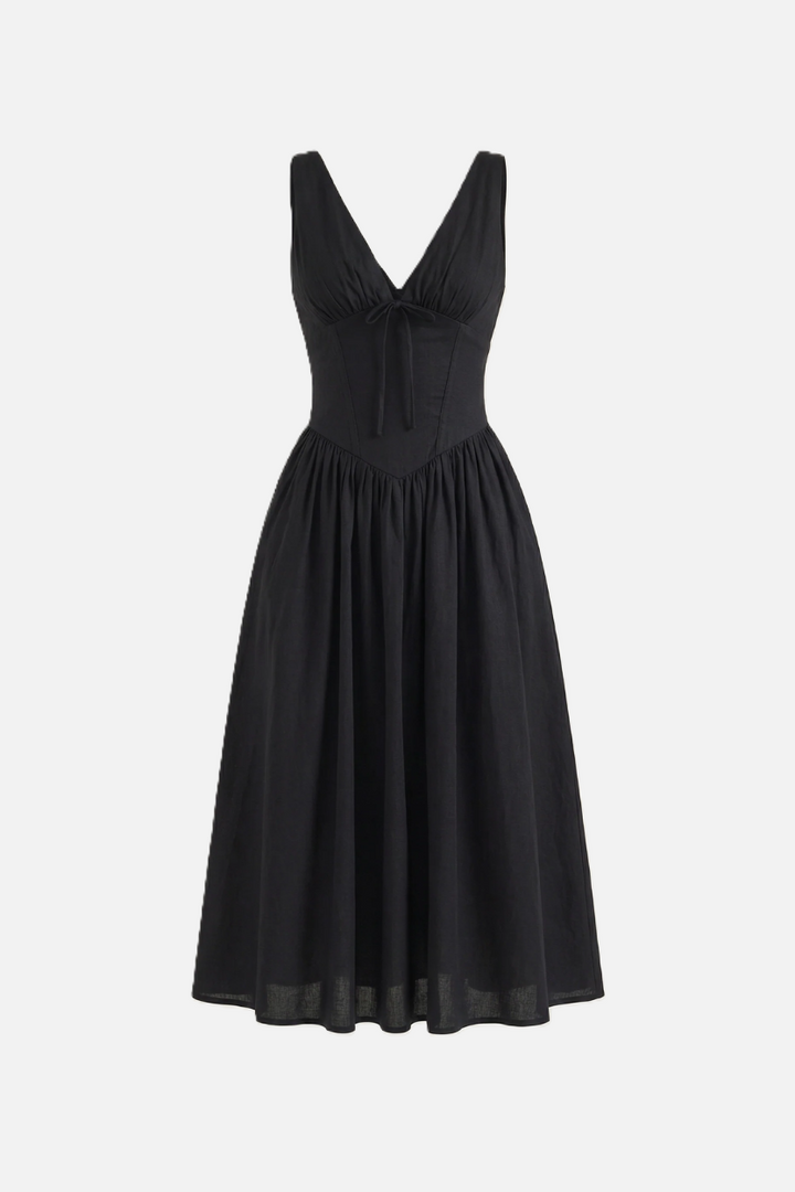 Summer Dress V Neck Fit and Flare Corset Waist