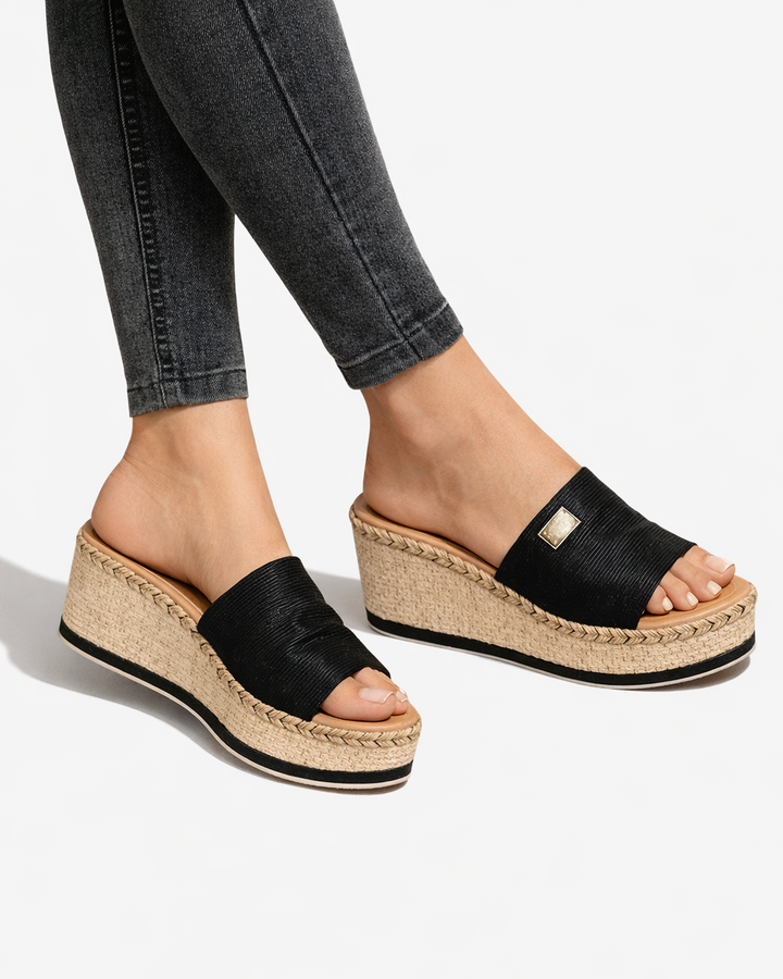 Wedge Slide Sandals Espadrille Platform Open Toe Slip On