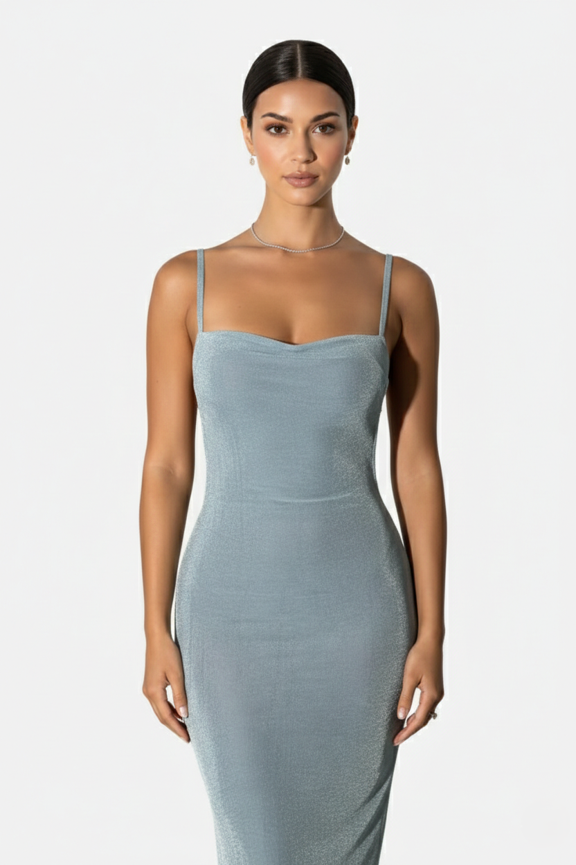 Spaghetti Strap Backless Maxi Dress Long Tie Back