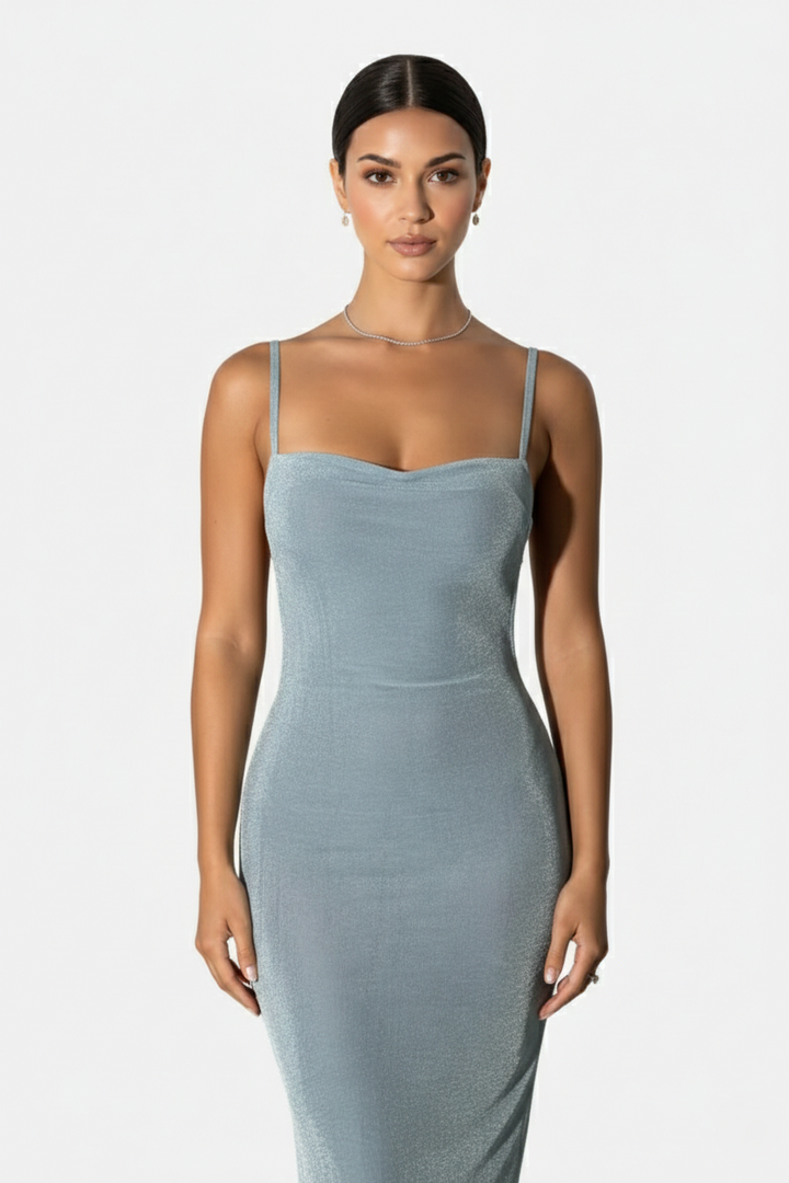 Spaghetti Strap Backless Maxi Dress Long Tie Back