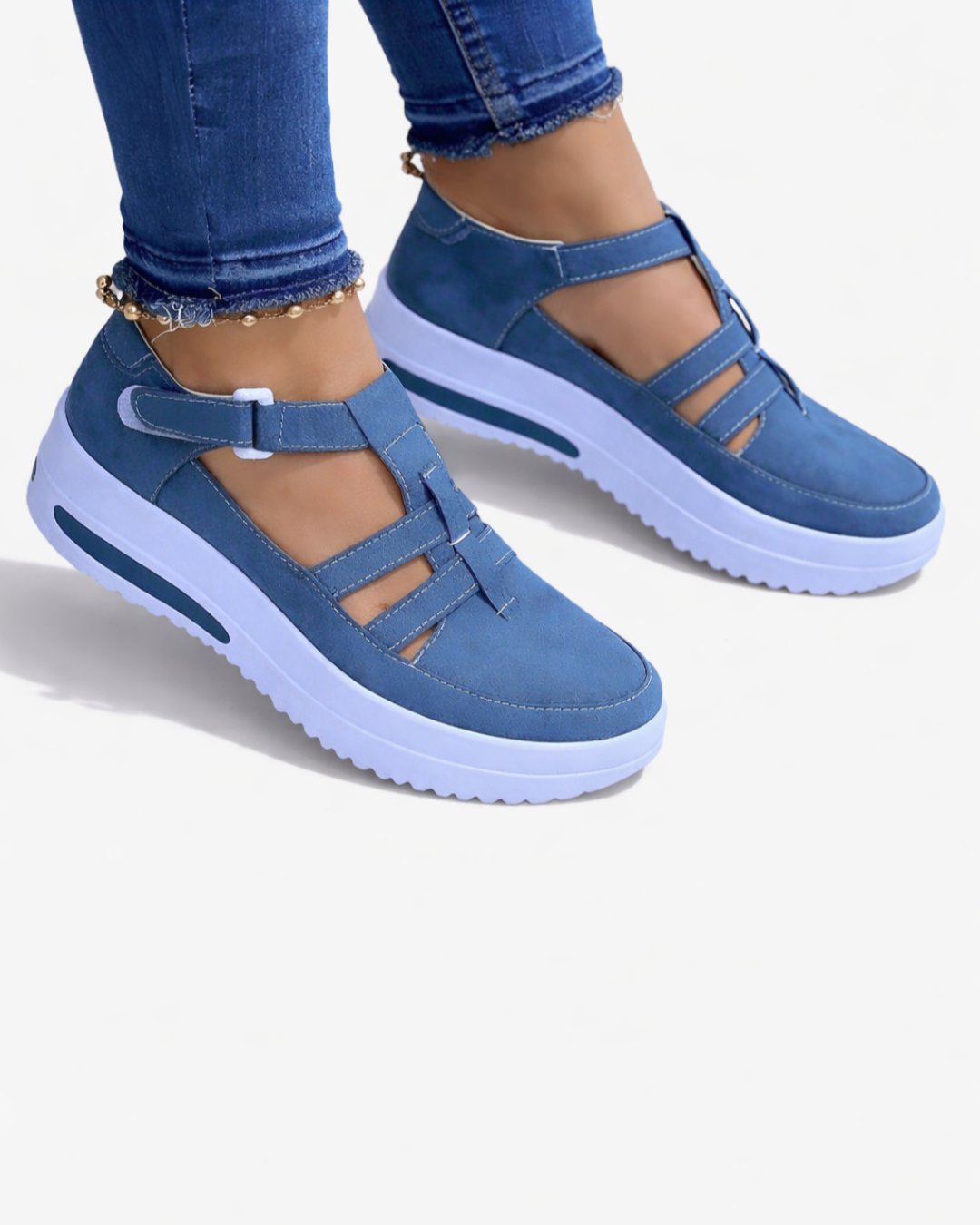Wedge Shoes Adjustable Strap Cutout Closed Toe