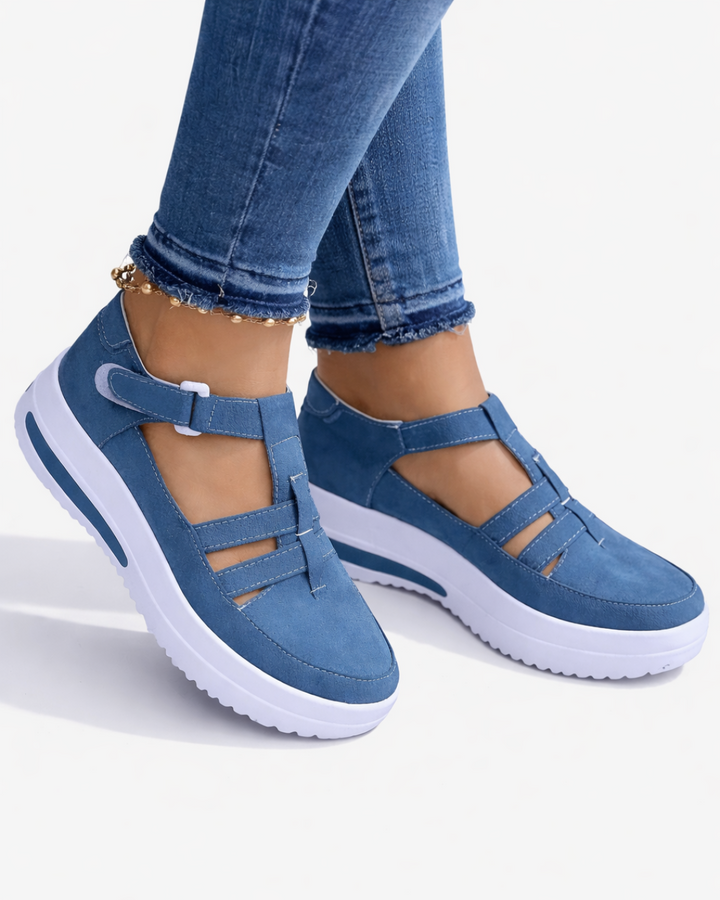 Wedge Shoes Adjustable Strap Cutout Closed Toe