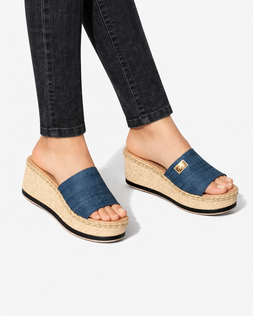 Wedge Slide Sandals Espadrille Platform Open Toe Slip On