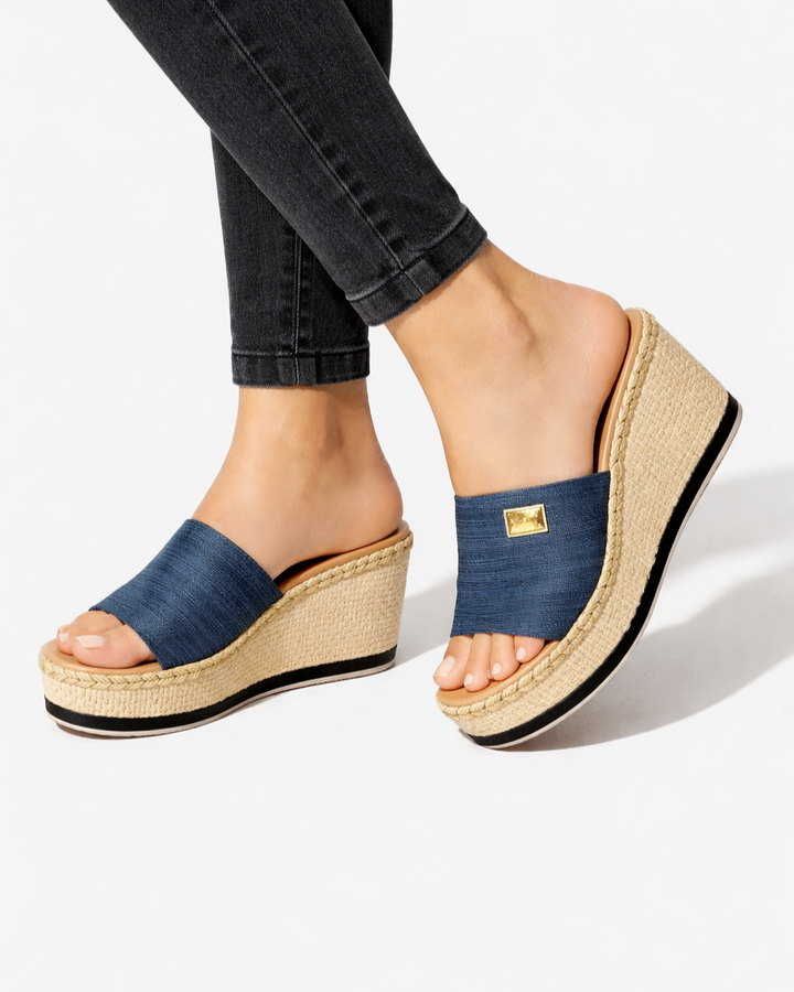 Wedge Slide Sandals Espadrille Platform Open Toe Slip On